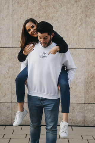 Sweatshirt Unisex, weiß, mit '#DontForgetToSmile' Aufdruck in der Mitte